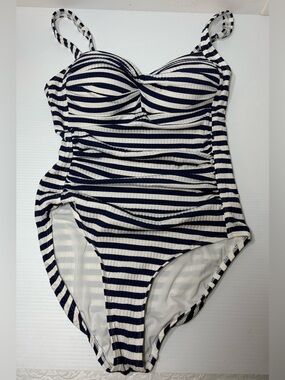 Nip Tuck Black and White Striped One-Piece Swimsuit